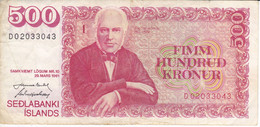 BILLETE DE ISLANDIA DE 500 KRONUR DEL AÑO 1961   (BANKNOTE) - Islanda