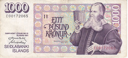 BILLETE DE ISLANDIA DE 1000 KRONUR DEL AÑO 1961   (BANKNOTE) - Islandia