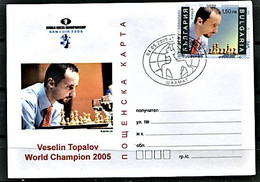 BULGARIE 2005 - Echecs (Chess) Veselin Topalov World Champion 2005 - Oblitération 1er Jour Sur Carte - Covers & Documents
