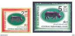SOUTH SUDAN Short Set 2 & 5 SSP Revenue / Fiscal Stamp Central Equatoria State RHINO Timbres Fiscaux Soudan Du Sud RARE! - Südsudan