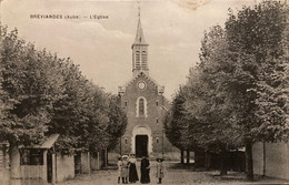 Bréviandes - Rue Et église Du Village - Villageois - Autres & Non Classés
