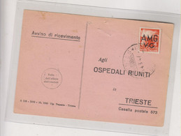 ITALY TRIESTE A 1947  AMG-VG Nice Answer Postcard From KOPER CAPODISTRIA Yugoslavia ZONA B - Poststempel