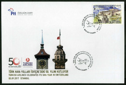 Türkiye 2017 Turkish Airlines Celebrates It's 50th Year In Switzerland | Airplane, Aviation, Special Cover - Storia Postale