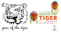 Year Of The Tiger (2022) First Day Cover, With Digital Color Pictorial (DCP) Postmark From New York, NY - 2011-...