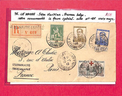 76 - LE HAVRE - Lettre Recommandée Le Havre Sécial Avec N° 156 Croix Rouge - Sonstige & Ohne Zuordnung