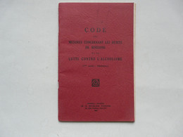 CODE DES MESURES CONCERNANT LES DEBITS DE BOISSONS ET LA LUTTE CONTRE L'ALCOOLISME 1957 - Derecho