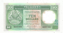 JC, Billet , Chine, HONG KONG, 10, Ten Dollars,1987 , The HONGKONG And SHANGHAI Banking Corporation ,  2 Scans - Hong Kong