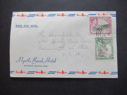 GB Kolonie Jamaica 1940er Jahre Via Air Mail / Luftpostbeleg Umschlag Hotelpost Myrtle Bank Hotel Kingston Jamaica - Jamaica (...-1961)