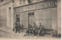 LAGNY-THORIGNY(77) Soldats Ecossais , Rue Du Pont-de-Fer (03/09/1914) Devant Mercerie Bonneterie H. FOUILLOT - Regimientos