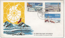 Chile 1985 Antarctic Treaty 3v FDC (AC175) - Antarktisvertrag
