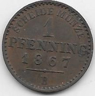 Allemagne - Prusse - 1 Pfenning 1867 B - Cuivre - Andere & Zonder Classificatie