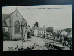 CARANTEC                           L'EGLISE     ABSIDE ET ROUTE DE LA PLAGE DU KELENN     (Pliure Angle Bas Droit) - Carantec