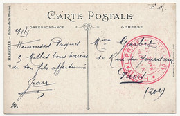 Cachet Adm Rouge "HOPITAL PRIVÉ N°18bis Marseille - Aquitaine" Sur CPA (Bateau Hopital) 1915 - WW I