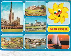 Norfolk  - Multiview - Norfolk   -  Used Postcard - UK - Stamped 1984 - Norwich