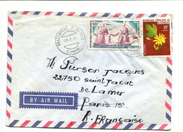 CONGO 1979  - Affranchissement Sur Lettre Par Avion Pour La France - Bateau / Fleurs - Autres & Non Classés