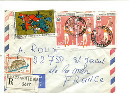 CONGO Brazzaville 1976  - Affranchissement Sur Lettre Recommandée Par Avion Pour La France - Sport Basket - Otros & Sin Clasificación