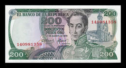 Colombia 200 Pesos Oro Simón Bolívar 1975 Pick 417b SC UNC - Colombia