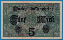 DEUTSCHES REICH 5 MARK 01.08.1917 # Q.17248945 P# 56b DARLEHENSKASSENSCHEINE - 5 Mark