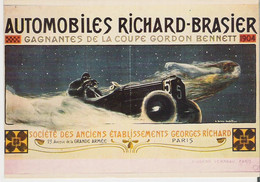 PUBLICITE  AUTOMOBILES RICHARD BRASIER - PARIS . CP Nugeron N°  VA  8 Coupe Gordon Bennett - Advertising