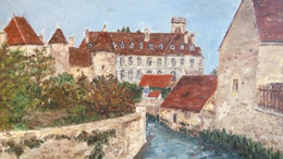 CORBIGNY - ABBAYE SAINT LEONARD - Signé - 1924 - 46cmx33cm - HUILE Toile & Carton Sans Cadre ENCADREMENT GUYONNET NEVERS - Huiles