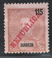 Portugal Zambezia Mozambique 1911 "D. Carlos I" Republica 115r Condition MH #64 - Zambezia