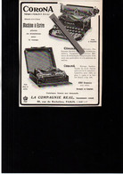 MACHINE A ECRIRE - Publicité Papier - Coupure De Presse - Année 1913 - Corona - Reclame