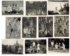 10x Orig. Foto Um 1940 Mädchen BDM Oder RAD Arbeitsdienst ? Arbeitskleidung, Freizeit, Zöpfe, Schürze, Wäsche, Waschen - Krieg, Militär