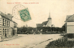 St Lyé * Place Et Vue Sur L'église Du Village * Environs De Troyes * épicerie Mercerie - Other & Unclassified