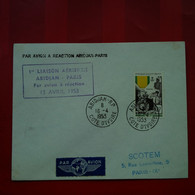 LETTRE PAR AVION A REACTION ABIDJAN PARIS 1ERE LIAISON ABIDJAN PARIS 1953 - Lettres & Documents