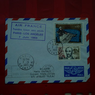 LETTRE 1ERE LIAISON SANS ESCALE PARIS LOS ANGELES 1963 - Lettres & Documents