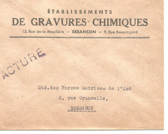 France Enveloppe Publicitaire Ets Gravures Chimiques Rue De La Mouillère (25 000 Besançon Doubs) - Autres & Non Classés