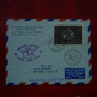 LETTRE 1ERE LIAISON PARIS NEW YORK PAR BOEING CARGO POUR NEW YORK LIAISON REPORTE 1965 - Cartas & Documentos