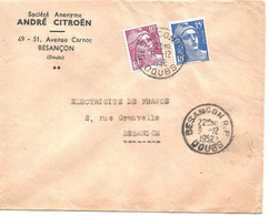 France Enveloppe Publicitaire Ets André Citroen Avenue Carnot (25 000 Besançon Doubs) - Sonstige & Ohne Zuordnung