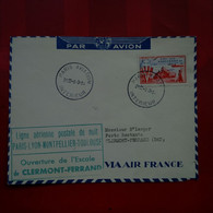 LETTRE LIGNE AERIENNE POSTALE DE NUIT PARIS LYON MONTPELLIER TOULOUSE OUVERTURE DE L ESCALE DE CLERMONT 1954 - Storia Postale