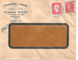 France Enveloppe Publicitaire Couleurs&vernis Verres à Vitres C.Viret Rue Battant (25 000 Besançon Doubs) - Other & Unclassified