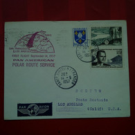 LETTRE FIRST FLIGHT PAN AMERICAN POLAR ROUTE SERVICE PARIS LOS ANGELES POSTE RESTANTE - Cartas & Documentos