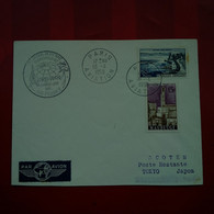 LETTRE PARIS TOKIO AIR FRANCE 1ERE LIAISON AERIENNE TRANSPOLAIRE POSTE RESTANTE TOKYO 1958 - Covers & Documents