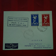 LETTRE PREMIERE LIAISON AERIENNE DIRECTE FRANCE POLYNESE FRANCAISE PAR T.A.I 1958 POSTE RESTANTE PAPEETE - Briefe U. Dokumente