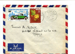 CONGO Kinkala 1978  - Affranchissement Sur Lettre Par Avion Pour La France - Automobile / Fleurs - Sonstige & Ohne Zuordnung