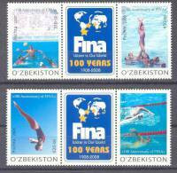 2008. Uzbekistan, Water Sports, 4v + 2 Labels,   Mint/** - Usbekistan