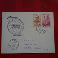 LETTRE PREMIERE LIAISON PARIS NEW YORK PAR BOEING 707 - Storia Postale