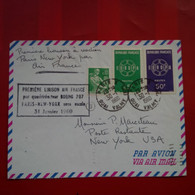 LETTRE PREMIERE LIAISON PARIS  NEW YORK SANS ESCALE PAR QUADRIREACTEUR BOEING 707 - Storia Postale