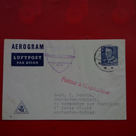 LETTRE AEROGRAM PAR AVION POSTILLON D AMOUR AMSTERDAM SYDNEY RETOUR A L EXPEDITEUR 1954 - Covers & Documents