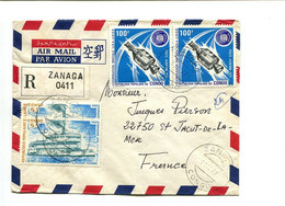 CONGO Zanaga 1977  - Affranchissement Sur Lettre Par Avion Pour La France - Espace / Bateau - Other & Unclassified