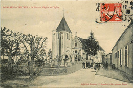 St Parres Les Tertres * La Place De L'église Et L'église Du Village * Villageois - Autres & Non Classés