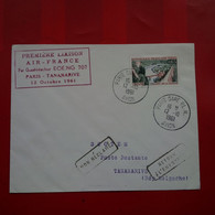 LETTRE PREMIERE LIAISON AIR FRANCE BOEING PARIS TANANARIVE 1961 CACHET NON RECLAME ET RETOUR - Briefe U. Dokumente