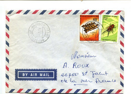 CONGO Brazzaville Bacongo 1976 - Affranchissement Sur Lettre Par Avion - Insecte / Instrument De Musique - Other & Unclassified