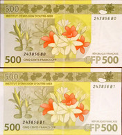 French Guiana 500 Francs 2 Pcs Twin Number - French Guiana