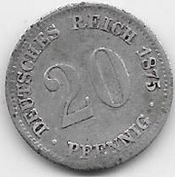 Allemagne - 20 Pfennig 1875 G - Argent - 20 Pfennig