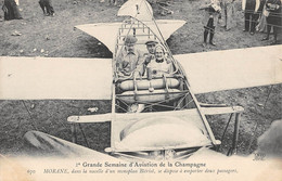 CPA AVIATION 2e GRANDE SEMAINE D'AVIATION DE LA CHAMPAGNE MORANE DANS LA NACELLE D'UN MONOPLAN BLERIOT - ....-1914: Précurseurs